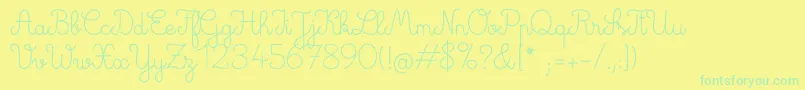 Deuxieme Rang Original-Schriftart – Grüne Schriften auf gelbem Hintergrund
