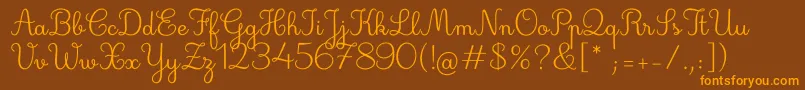 Deuxieme Rang Font – Orange Fonts on Brown Background