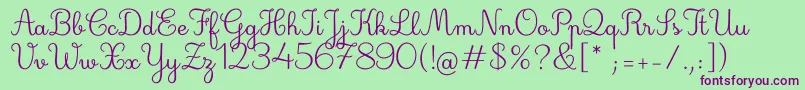 Deuxieme Rang Font – Purple Fonts on Green Background