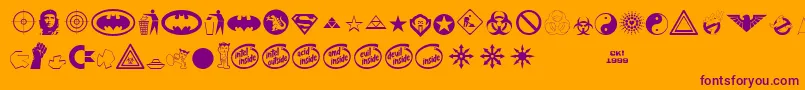 Devil inside Font – Purple Fonts on Orange Background