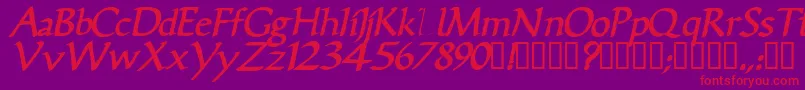 フォントVicisskBolditalic – 紫の背景に赤い文字