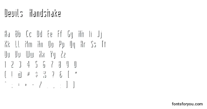 Czcionka Devils Handshake – alfabet, cyfry, specjalne znaki