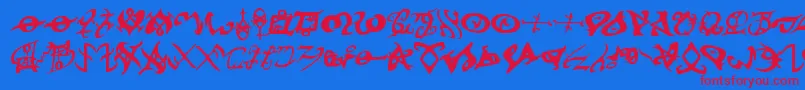 devilstongue-fontti – punaiset fontit sinisellä taustalla