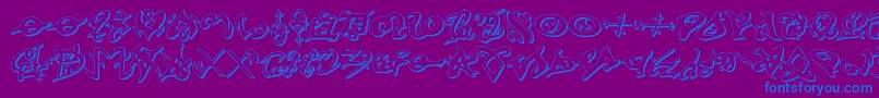 devilstongue3d Font – Blue Fonts on Purple Background