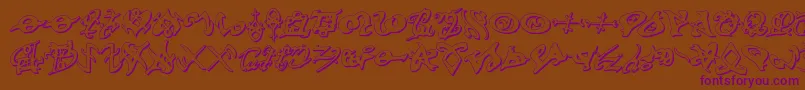 devilstongue3d-Schriftart – Violette Schriften auf braunem Hintergrund