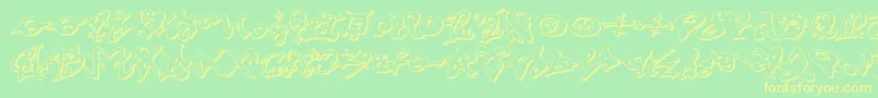 devilstongue3d Font – Yellow Fonts on Green Background