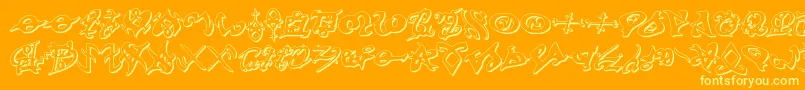 devilstongue3d Font – Yellow Fonts on Orange Background