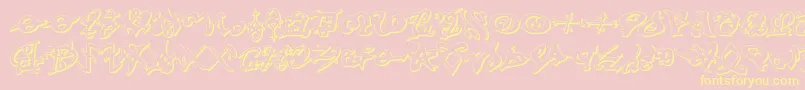 devilstongue3d-Schriftart – Gelbe Schriften auf rosa Hintergrund