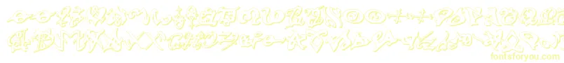 devilstongue3d-Schriftart – Gelbe Schriften auf weißem Hintergrund