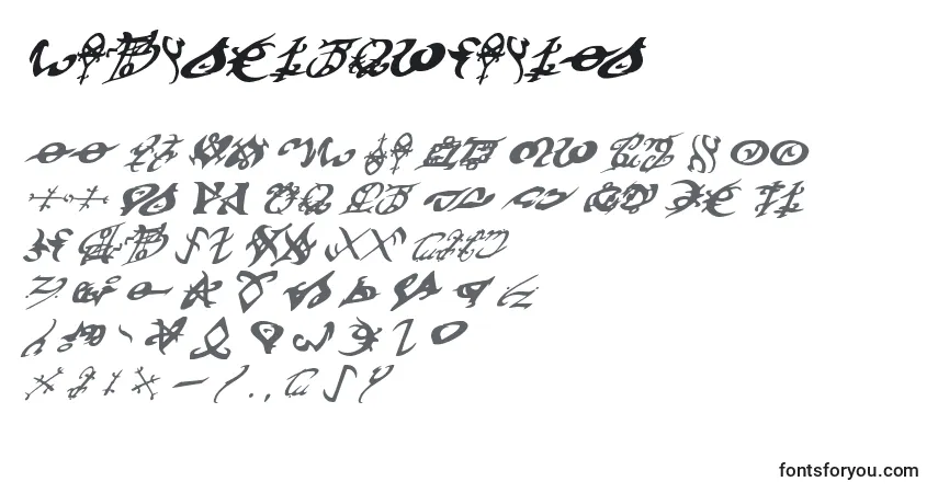 Schriftart Devilstongueital – Alphabet, Zahlen, spezielle Symbole