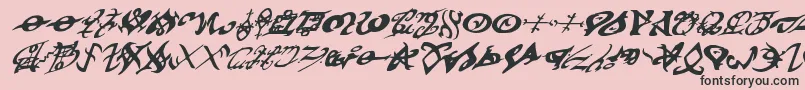 Fonte devilstongueital – fontes pretas em um fundo rosa