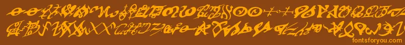devilstongueital-Schriftart – Orangefarbene Schriften auf braunem Hintergrund