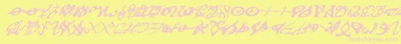 devilstongueital-Schriftart – Rosa Schriften auf gelbem Hintergrund