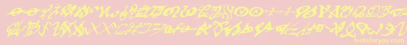 devilstongueital-Schriftart – Gelbe Schriften auf rosa Hintergrund
