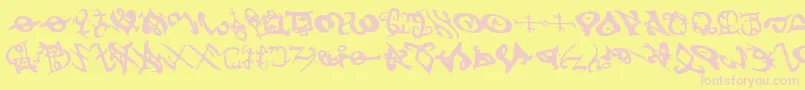 devilstongueleft Font – Pink Fonts on Yellow Background