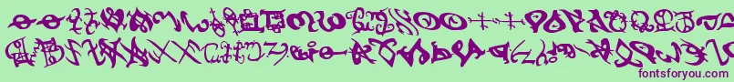 devilstongueleft Font – Purple Fonts on Green Background