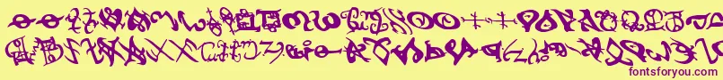 devilstongueleft Font – Purple Fonts on Yellow Background