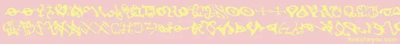 devilstongueleft-Schriftart – Gelbe Schriften auf rosa Hintergrund