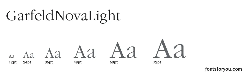 sizes of garfeldnovalight font, garfeldnovalight sizes