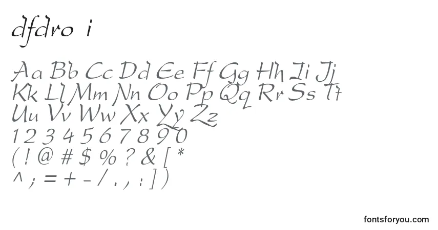 Czcionka Dfdro  i – alfabet, cyfry, specjalne znaki