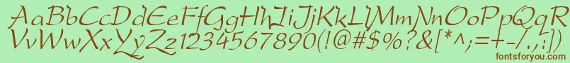 フォントdfdro  i – 緑の背景に茶色のフォント