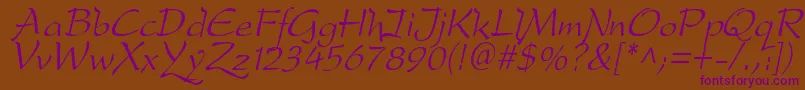dfdro  i-Schriftart – Violette Schriften auf braunem Hintergrund