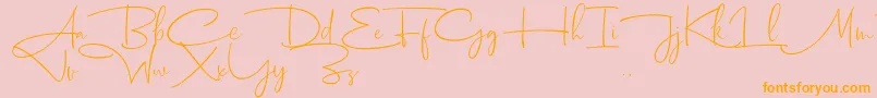 Dhanikans Signature 2 dafont-Schriftart – Orangefarbene Schriften auf rosa Hintergrund