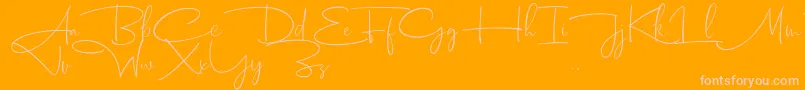 Dhanikans Signature 2 dafont-fontti – vaaleanpunaiset fontit oranssilla taustalla