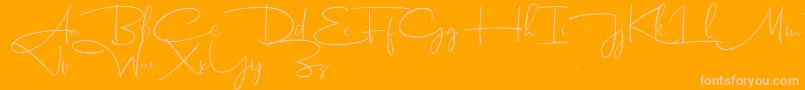 Dhanikans Signature 2 dafont-Schriftart – Rosa Schriften auf orangefarbenem Hintergrund