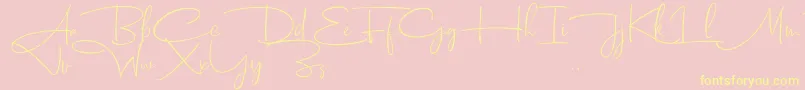 Dhanikans Signature 2 dafont-Schriftart – Gelbe Schriften auf rosa Hintergrund