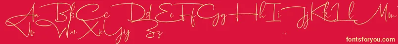 Dhanikans Signature 2 dafont Font – Yellow Fonts on Red Background