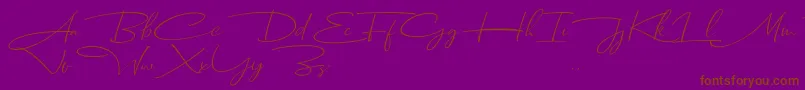 Dhanikans Signature Italic dafont-Schriftart – Braune Schriften auf violettem Hintergrund