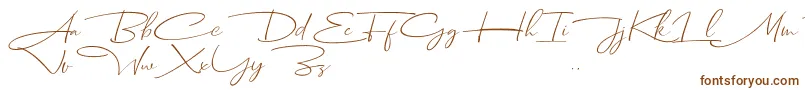 Dhanikans Signature Italic dafont-Schriftart – Braune Schriften auf weißem Hintergrund