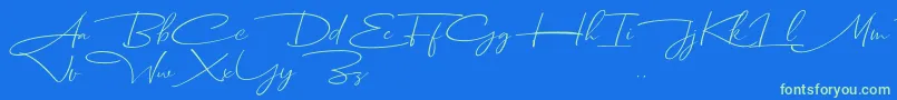 Fonte Dhanikans Signature Italic dafont – fontes verdes em um fundo azul