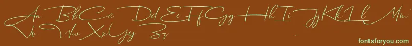 Dhanikans Signature Italic dafont-Schriftart – Grüne Schriften auf braunem Hintergrund