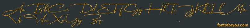 Dhanikans Signature Italic dafont-Schriftart – Orangefarbene Schriften auf schwarzem Hintergrund