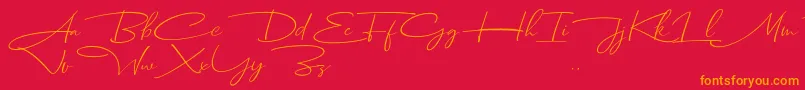 Dhanikans Signature Italic dafont Font – Orange Fonts on Red Background