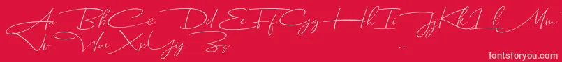 Fonte Dhanikans Signature Italic dafont – fontes rosa em um fundo vermelho