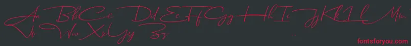 Czcionka Dhanikans Signature Italic dafont – czerwone czcionki na czarnym tle