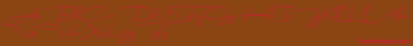 Dhanikans Signature Italic dafont Font – Red Fonts on Brown Background