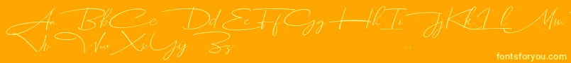 Fonte Dhanikans Signature Italic dafont – fontes amarelas em um fundo laranja