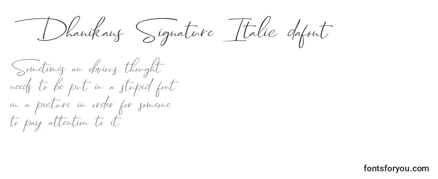 フォントDhanikans Signature Italic dafont