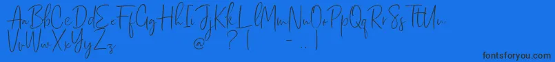 Dhanikans Signature regular-fontti – mustat fontit sinisellä taustalla