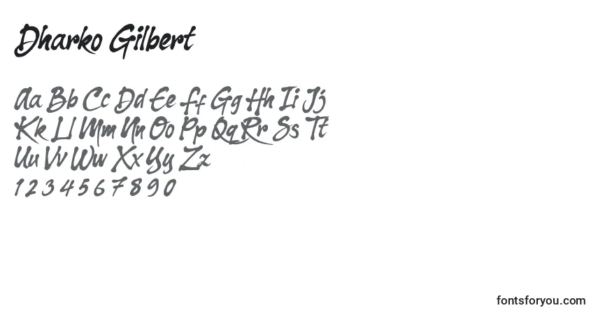 Schriftart Dharko Gilbert – Alphabet, Zahlen, spezielle Symbole
