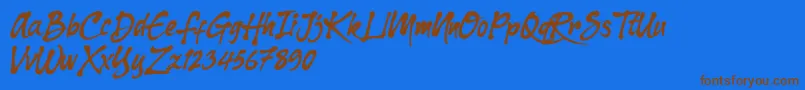 Dharko Gilbert Font – Brown Fonts on Blue Background