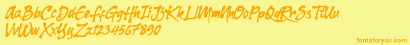 Dharko Gilbert Font – Orange Fonts on Yellow Background