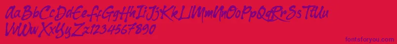 Dharko Gilbert Font – Purple Fonts on Red Background