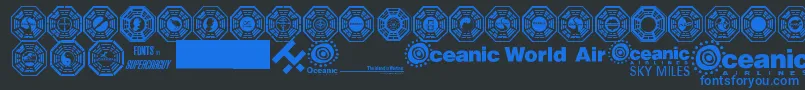 Fonte Dharma Initiative Logos – fontes azuis em um fundo preto