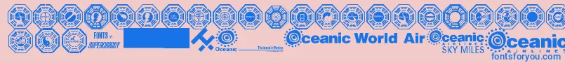 Czcionka Dharma Initiative Logos – niebieskie czcionki na różowym tle