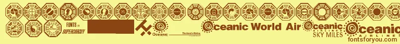 Fonte Dharma Initiative Logos – fontes marrons em um fundo amarelo